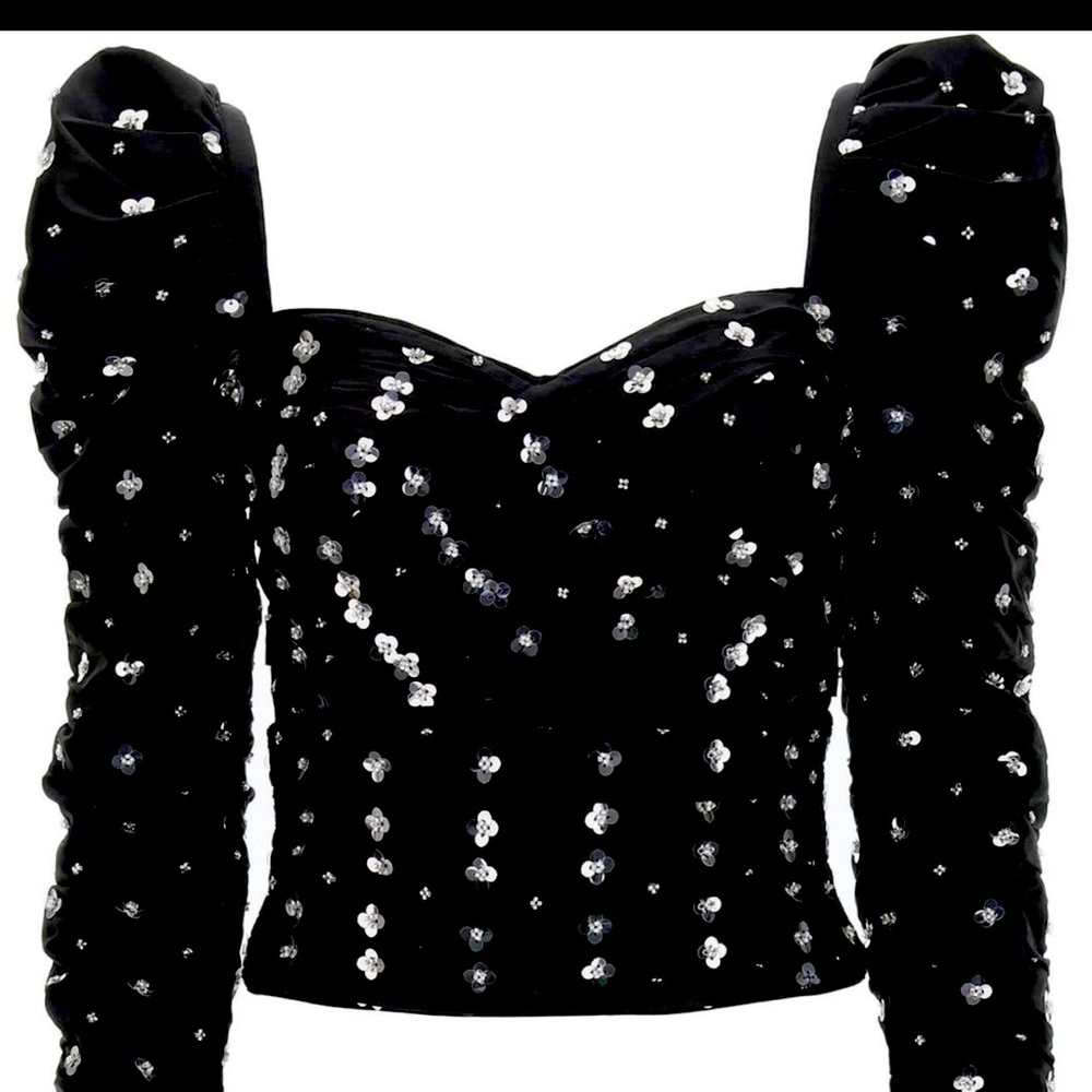 Sequined Taffeta Crop Top m size new